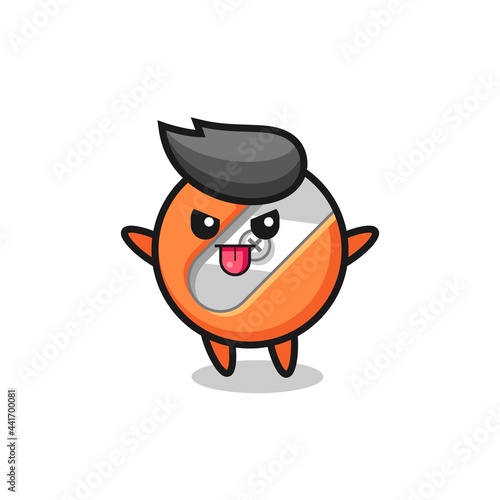 naughty pencil sharpener character in mocking pose