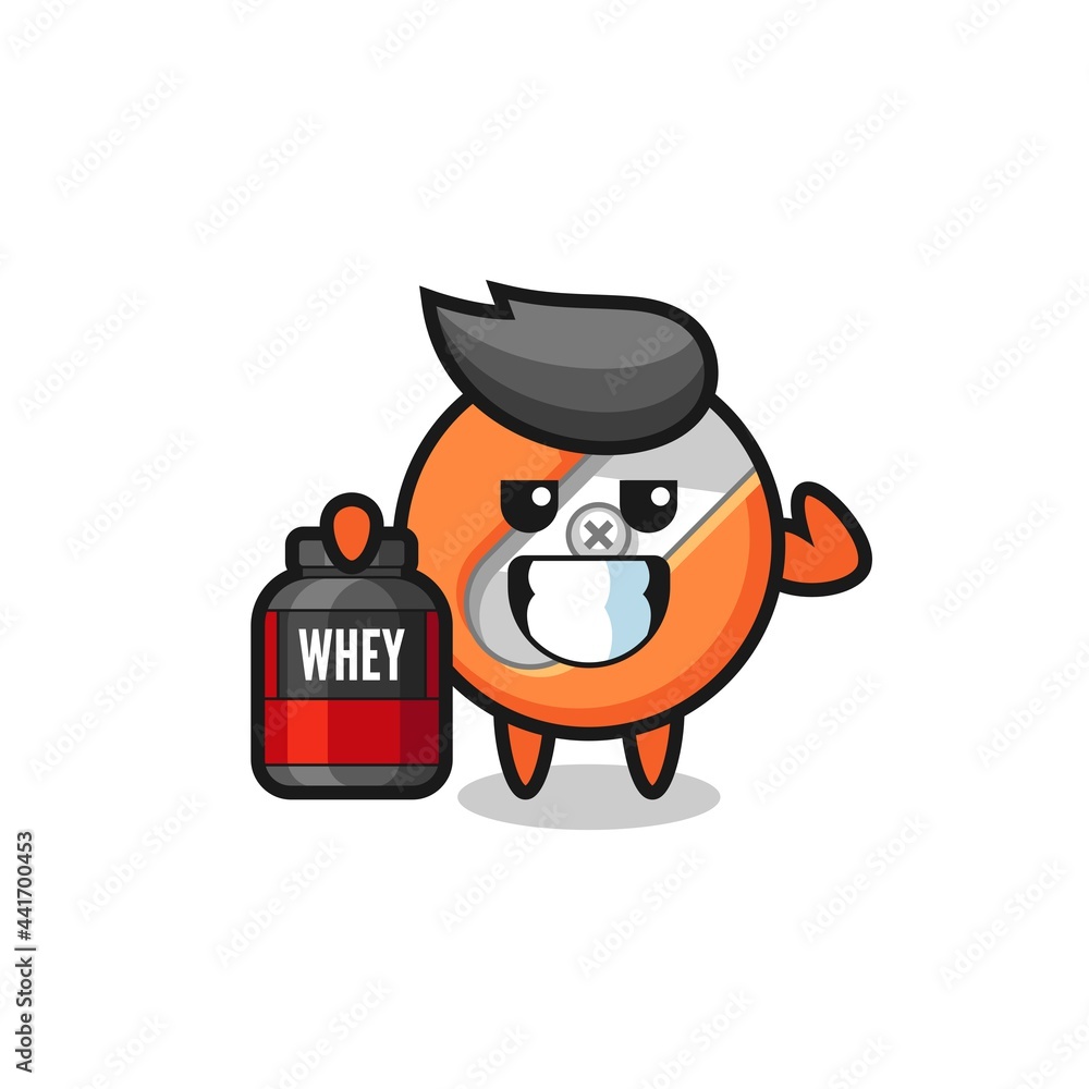 the muscular pencil sharpener character is holding a protein supplement the muscular pencil sharpener character is holding a protein supplement