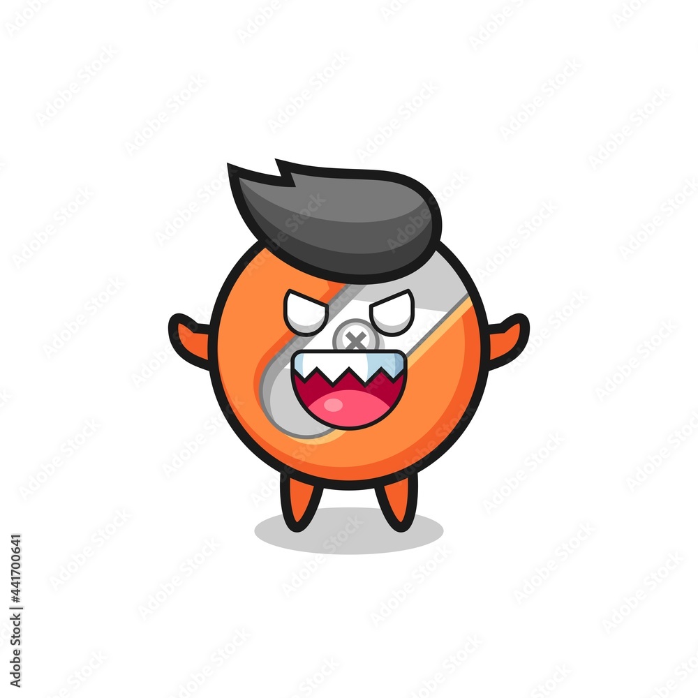 illustration of evil pencil sharpener mascot character