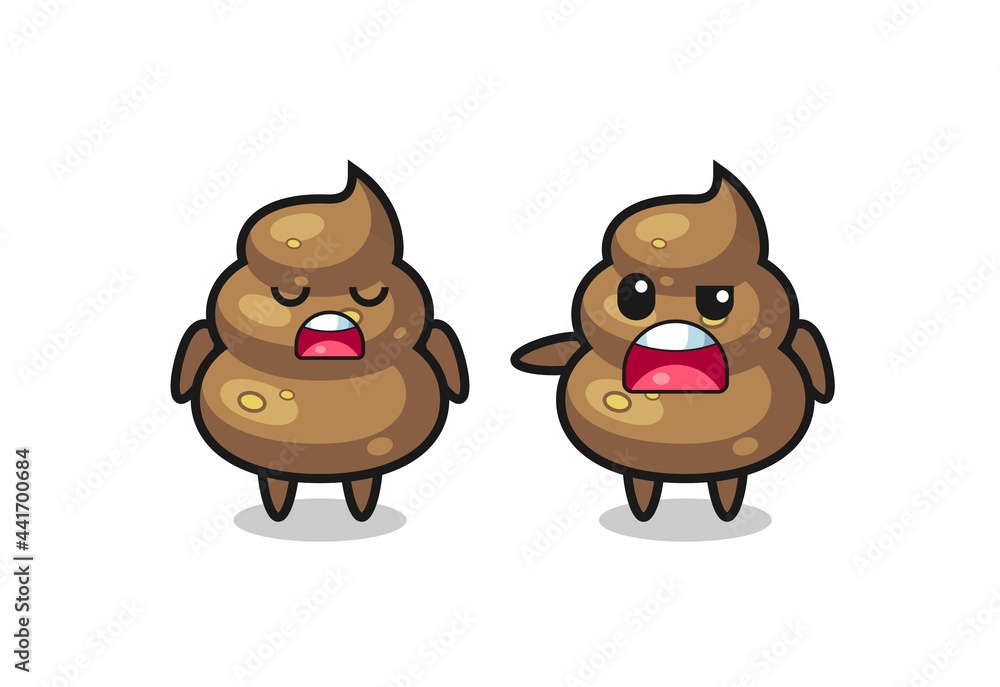 Fototapeta premium illustration of the argue between two cute poop characters