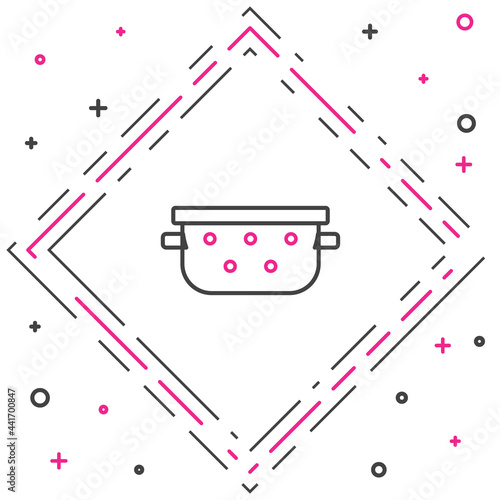 Line Kitchen colander icon isolated on white background. Cooking utensil. Cutlery sign. Colorful outline concept. Vector