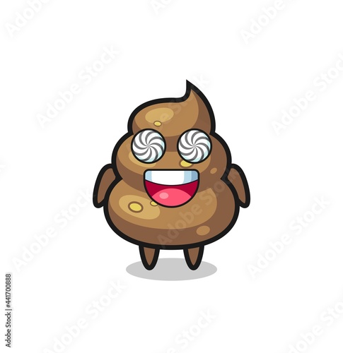 cute poop character with hypnotized eyes