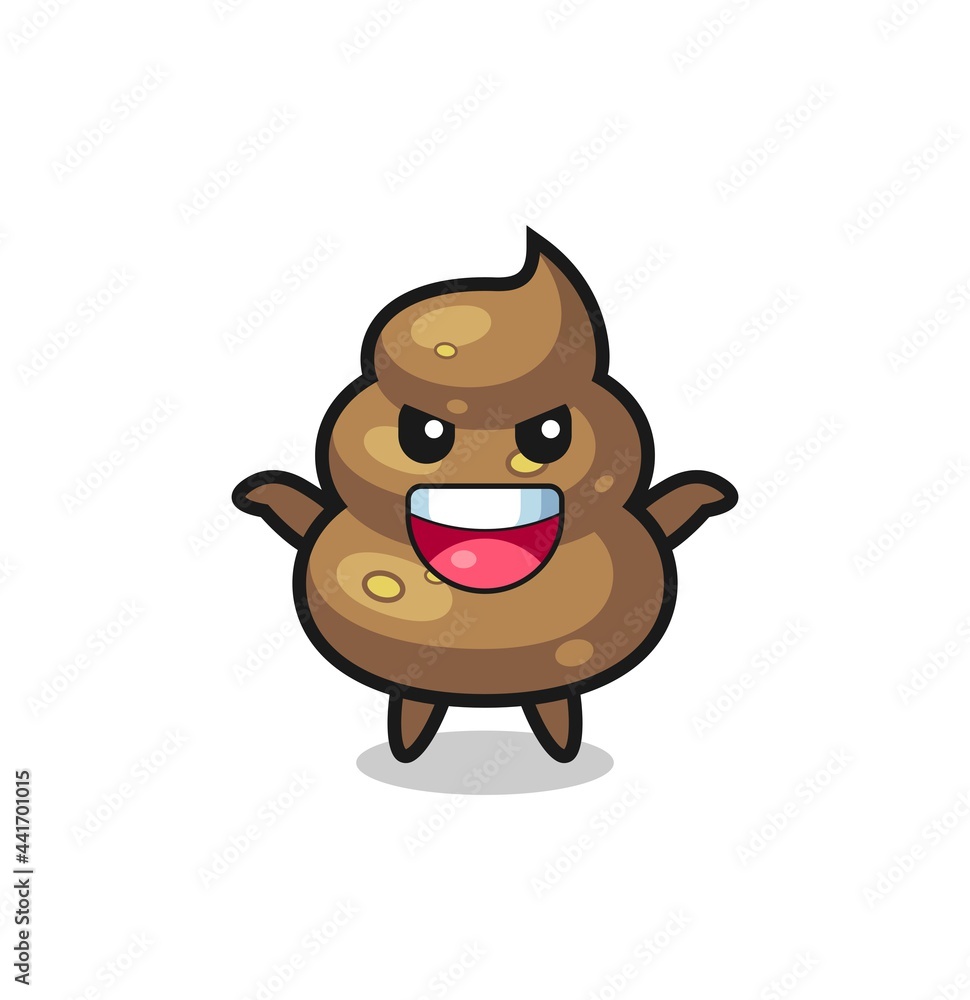 the illustration of cute poop doing scare gesture
