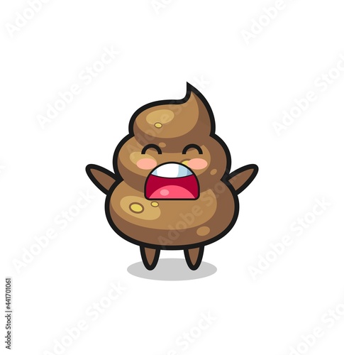 cute poop mascot with a yawn expression
