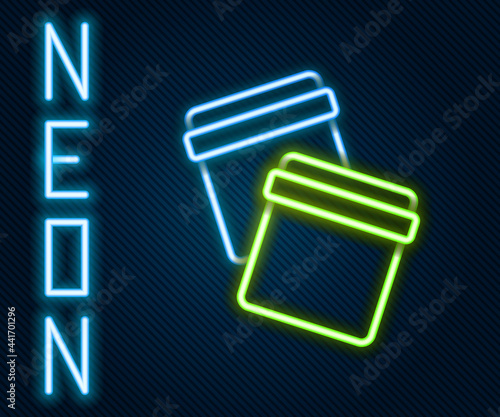 Glowing neon line Plastic bag with ziplock icon isolated on black background. Colorful outline concept. Vector