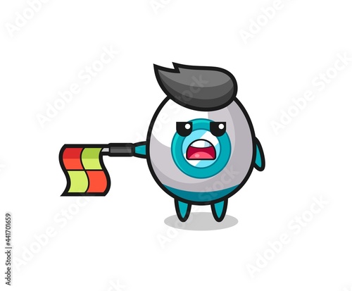 rocket character as line judge hold the flag straight horizontally