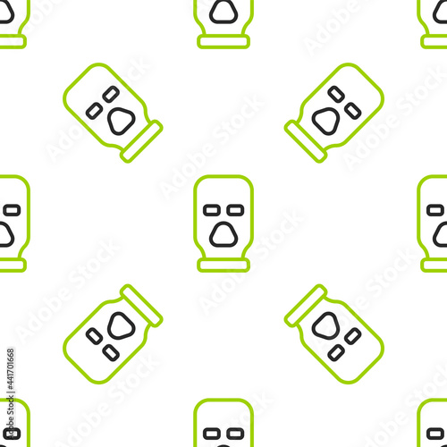 Line Balaclava icon isolated seamless pattern on white background. A piece of clothing for winter sports or a mask for a criminal or a thief. Vector