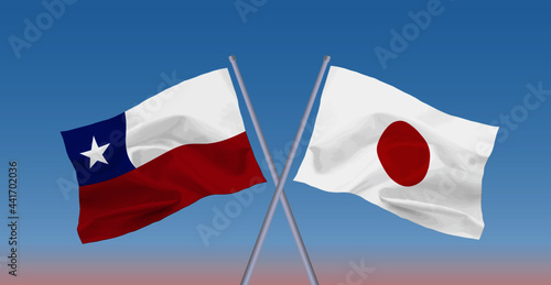 日本とチリ共和国の国旗