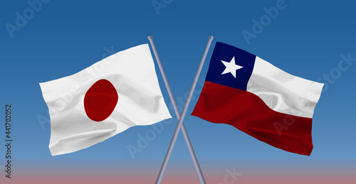 日本とチリ共和国の国旗