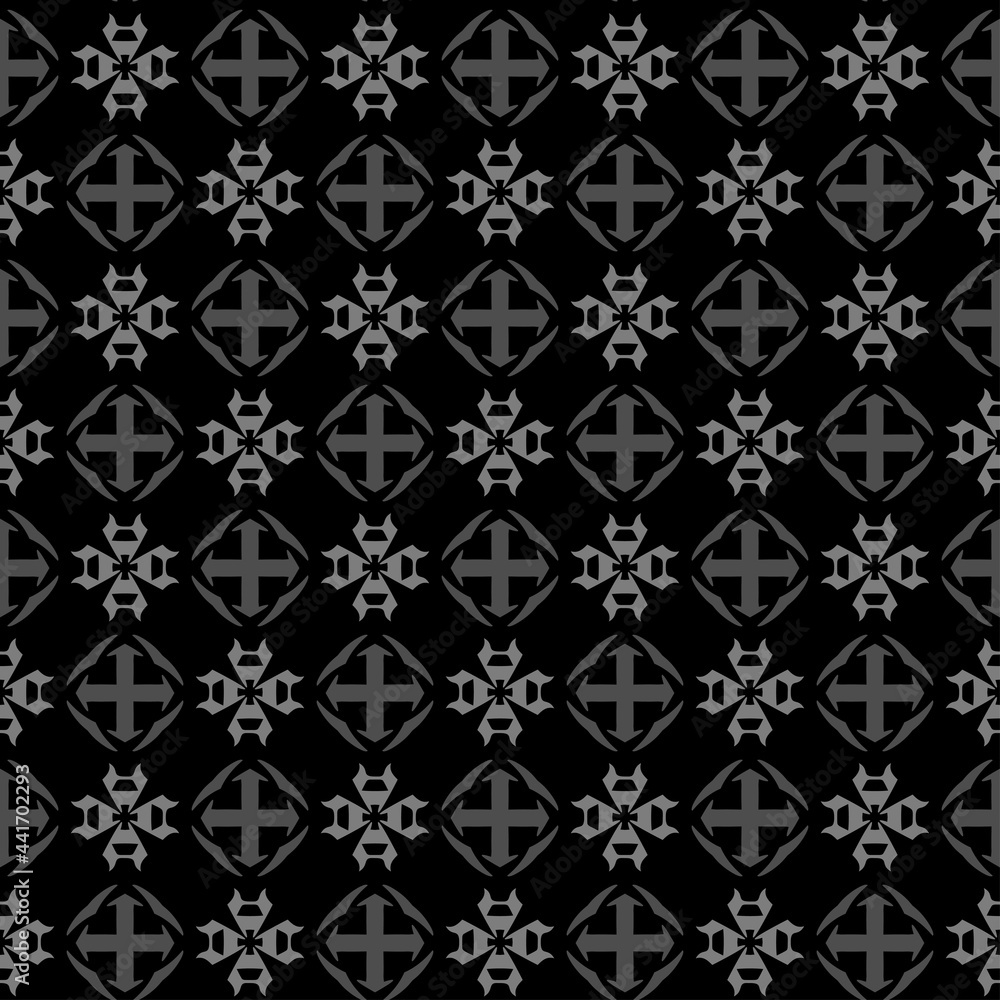 Dark background pattern decorative ornament on black background, wallpaper. Seamless pattern, texture. Vector illustration for design