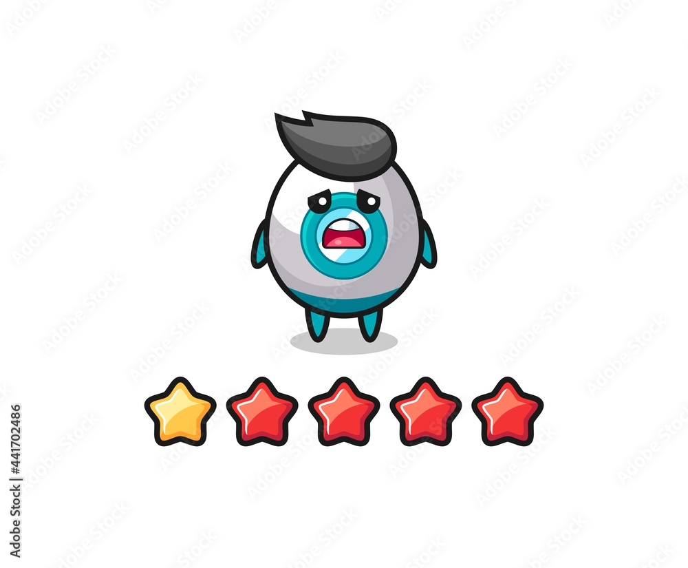 the illustration of customer bad rating, rocket cute character with 1 star
