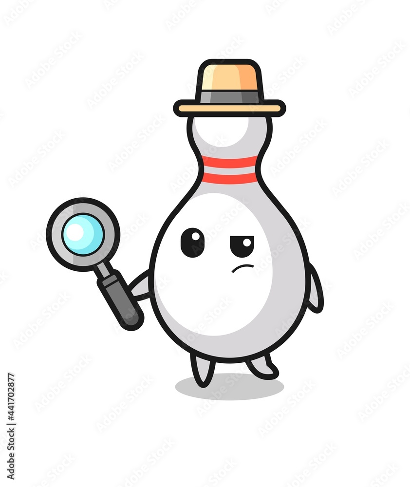 bowling pin detective character is analyzing a case