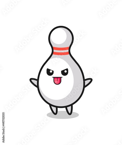 naughty bowling pin character in mocking pose