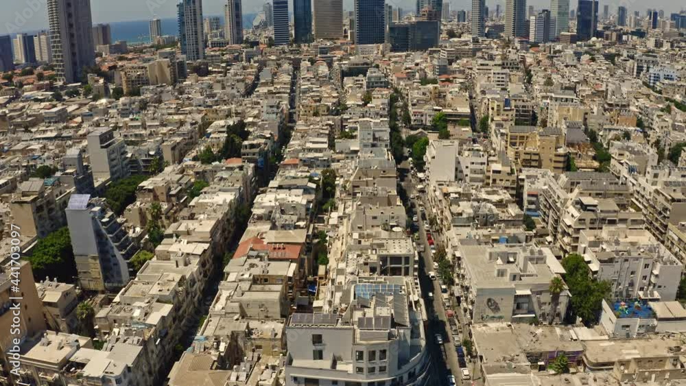 South Tel Aviv area aerial drone view, Israel, Florentin neighborhood South Tel Aviv area aerial drone view, Israel, Florentin neighborhood