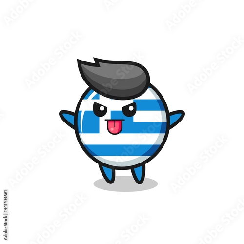 naughty greece flag character in mocking pose