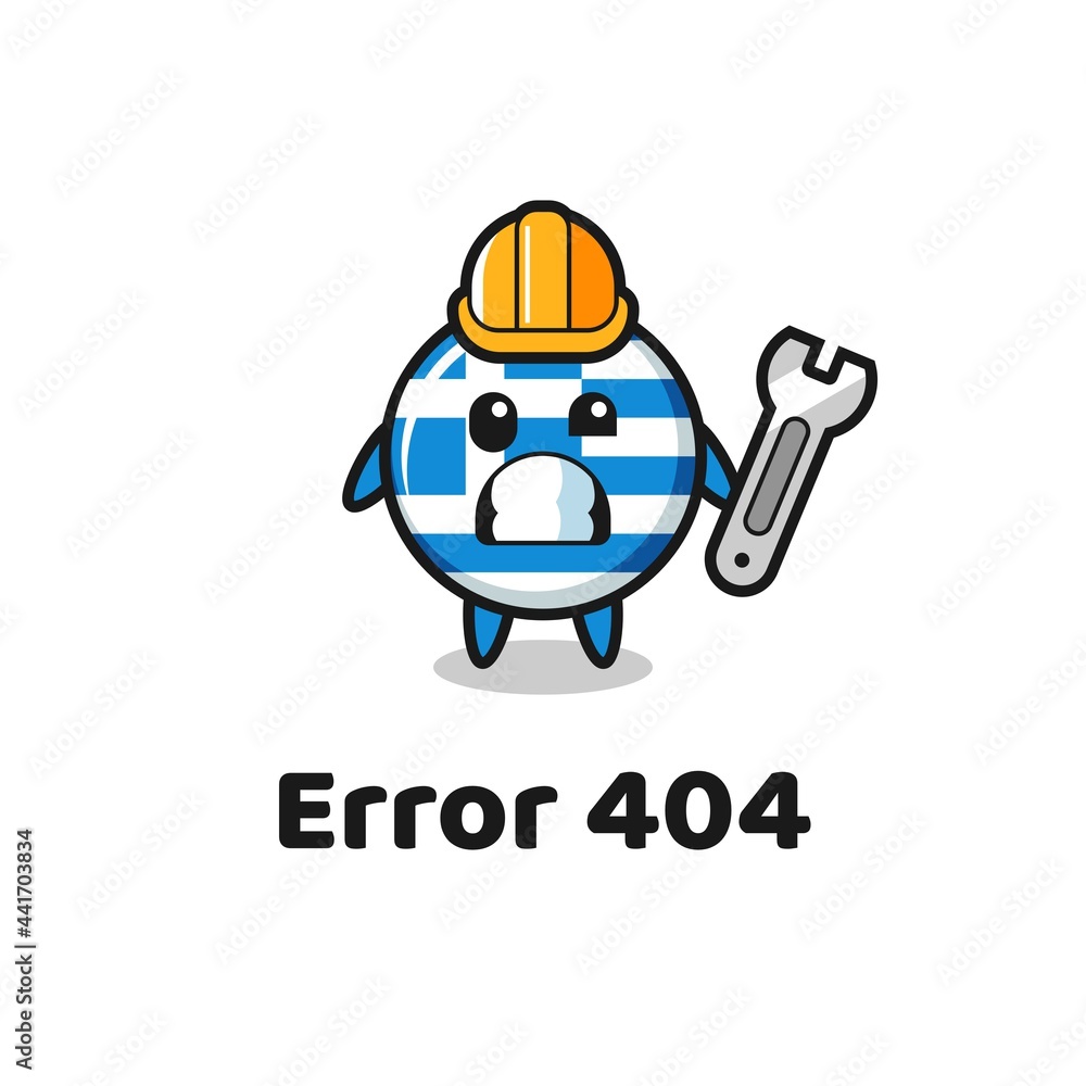Fototapeta premium error 404 with the cute greece flag mascot