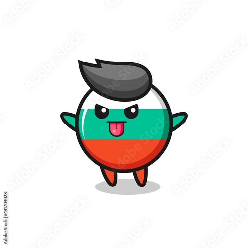 naughty bulgaria flag badge character in mocking pose