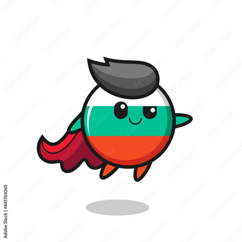Fototapeta premium cute bulgaria flag badge superhero character is flying