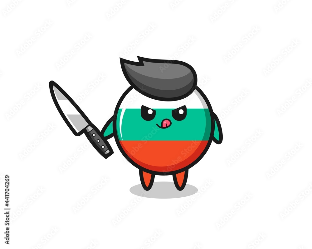 cute bulgaria flag badge mascot as a psychopath holding a knife cute bulgaria flag badge mascot as a psychopath holding a knife
