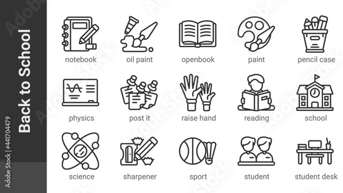 Back to School 3 icon set, isolated editable outline icons. perfect for website, blog,  logo, graphic design, social media, UI, mobile app, EPS 10 vector illustration