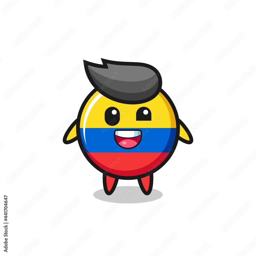 illustration of an colombia flag badge character with awkward poses illustration of an colombia flag badge character with awkward poses