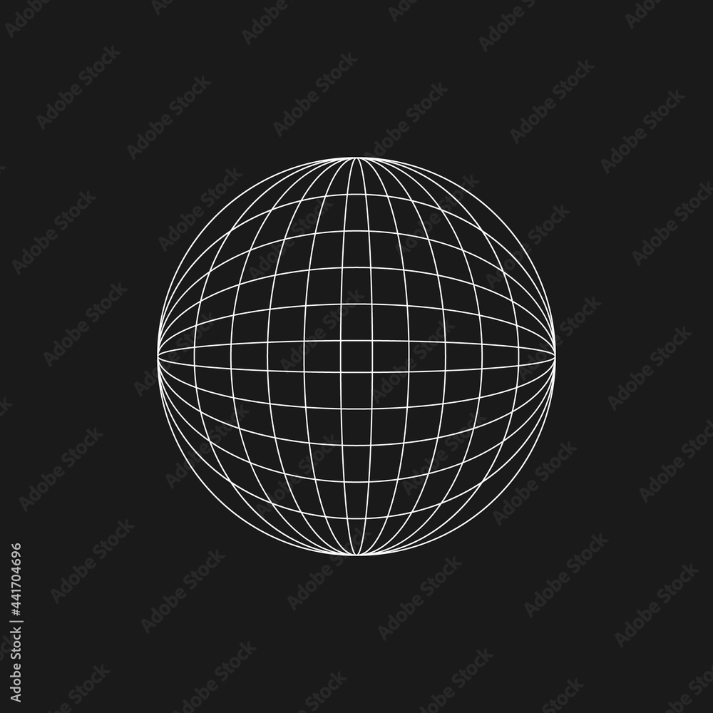 Cyber retrofuturistic planet shape. Trendy cyber element. Circle geometry for poster, cover, merch in retrowave style. Old cyberpunk concept. Vector Cyber retrofuturistic planet shape. Trendy cyber element. Circle geometry for poster, cover, merch in retrowave style. Old cyberpunk concept. Vector