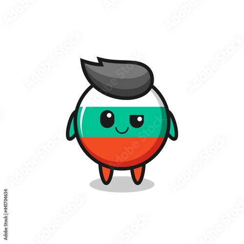 bulgaria flag badge cartoon with an arrogant expression