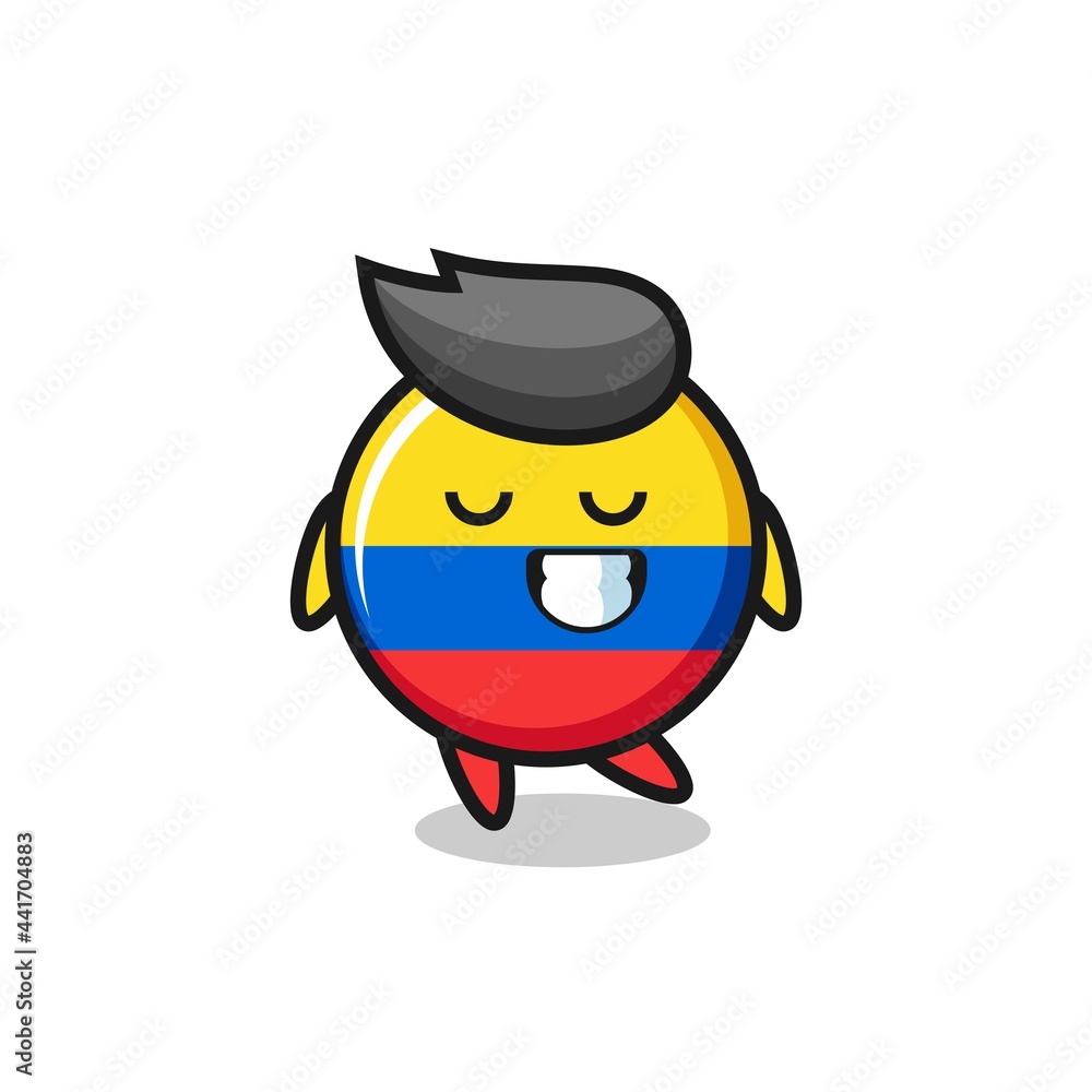 colombia flag badge cartoon illustration with a shy expression
