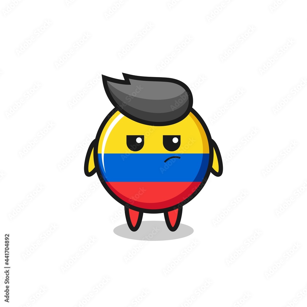 cute colombia flag badge character with suspicious expression cute colombia flag badge character with suspicious expression
