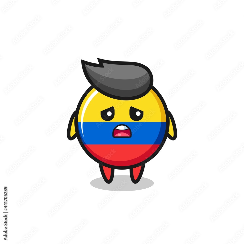 disappointed expression of the colombia flag badge cartoon