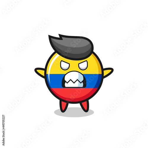 wrathful expression of the colombia flag badge mascot character
