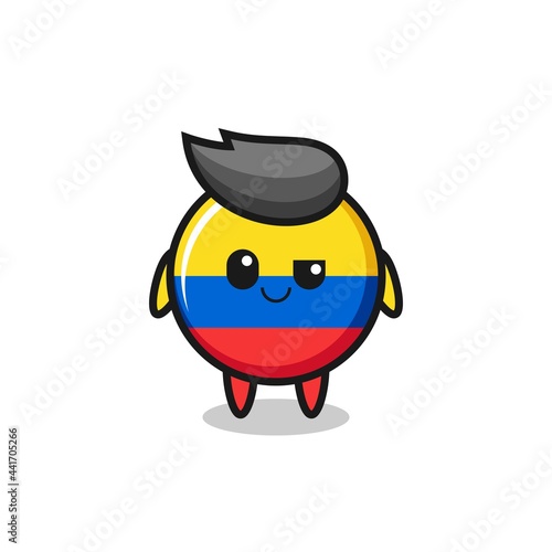 colombia flag badge cartoon with an arrogant expression