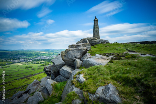 A long exposure of Wainman's Pinnacle, originally built as a folly is a stone obelisk in Sutton-in- Craven, North Yorkshire