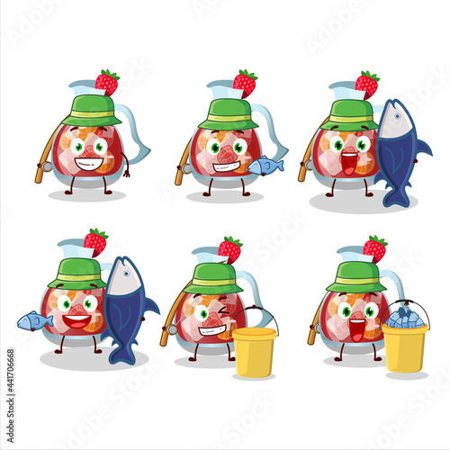 A fisherman sangria cartoon picture catch a big fish