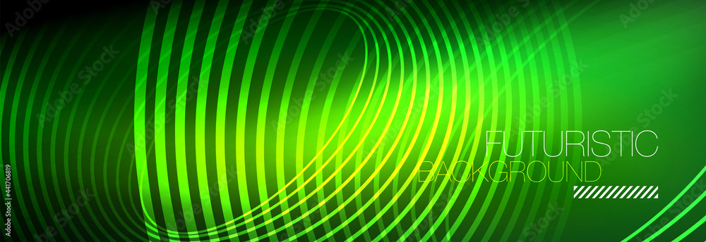 Dark abstract background with glowing neon circles. Trendy layout template for business or technology presentation, internet poster or web brochure cover, wallpaper Dark abstract background with glowing neon circles. Trendy layout template for business or technology presentation, internet poster or web brochure cover, wallpaper