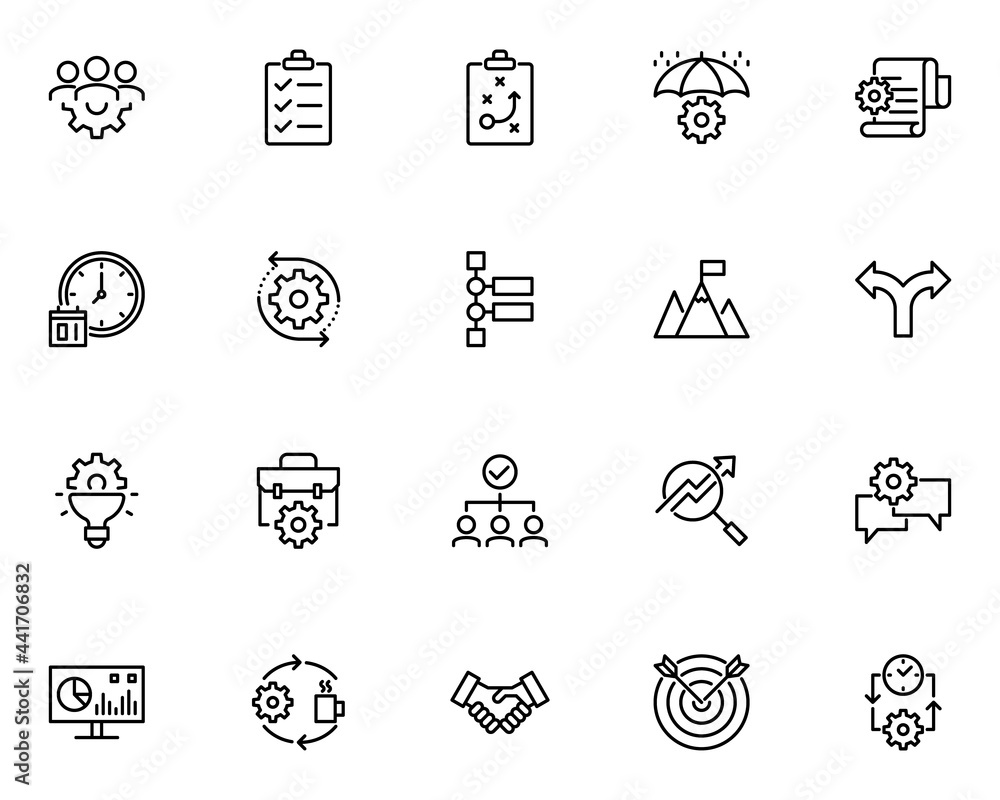 set of business managemnet line icon, organization, planning, set of business managemnet line icon, organization, planning,