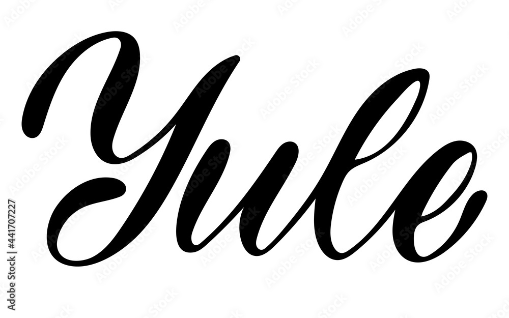 Yule, holiday lettering phrase for postcards and greeting cards. Yule, holiday lettering phrase for postcards and greeting cards.