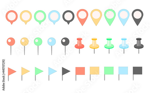 カラフルなマップピンのセット
