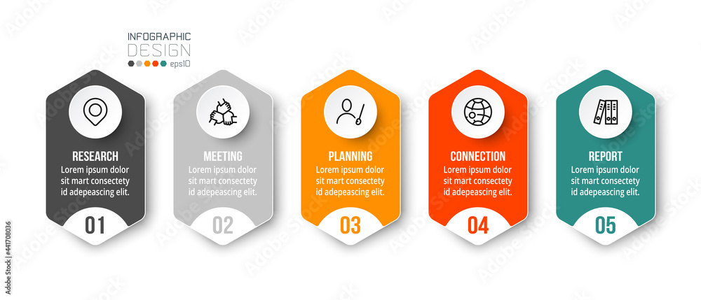 Business infographic template with step or option design.
Business infographic template with step or option design.