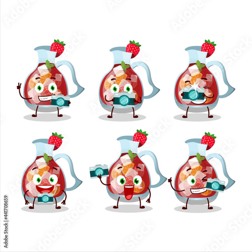 Photographer profession emoticon with sangria cartoon character