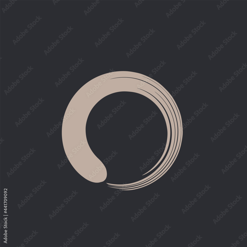 Enso circle  paint brush  oriental, Japanese icon  isolated on dark  round  style.  Stock Vector | Adobe Stock