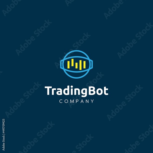 Automation Instant Trading Bot Crypto Currency Stock Forex Logo Design. Modern Digital Trading Robot Technology. Trading Bot Illustration Data Finance Template 
Creative Vector