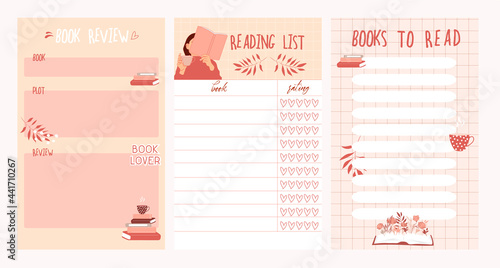 Books to Read List. Printable reading plan for education for children or student. Paper reader journal. Book review bundle.