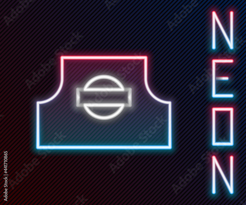 Glowing neon line Spray can nozzle cap icon isolated on black background. Colorful outline concept. Vector