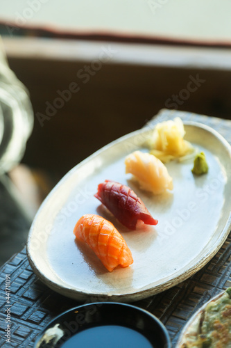Assorted sushi on a plate