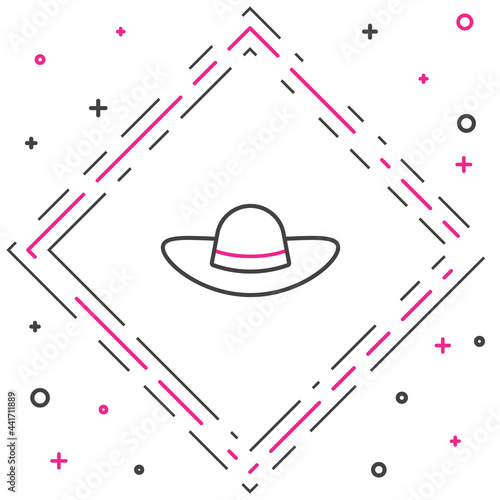 Line Elegant women hat icon isolated on white background. Colorful outline concept. Vector