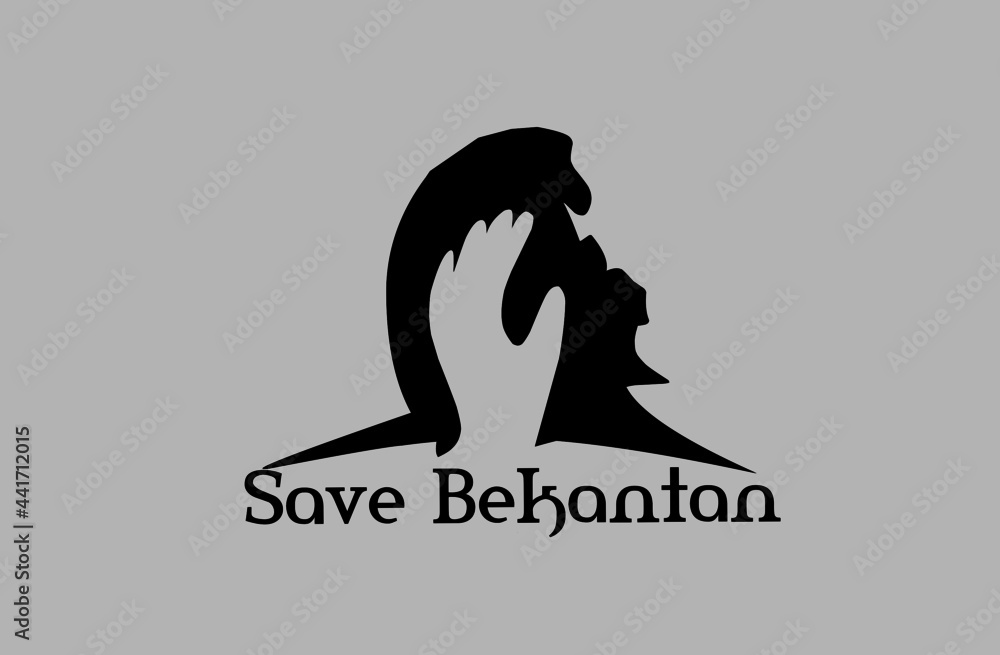 Obraz premium Proboscis monkey logo vector with text save Bekantan