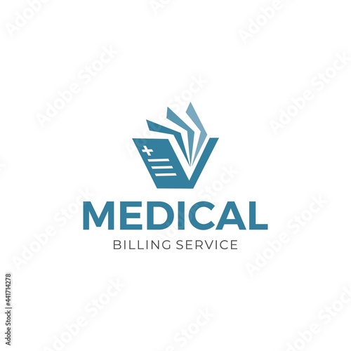 Medical Billing Service Logo, Health Data Checkup, Medical Hospital Clinic Online Payment logo design Template Vector