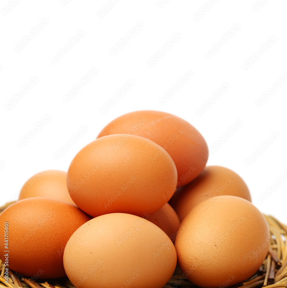 brown eggs on white background brown eggs on white background