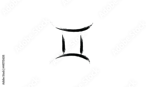 Hand drawn gemini zodiac illustration. Simple line gemini zodiac icon. gemini zodiac vector symbol. Hand drawing gemini sign. eps 10